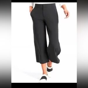 Athleta Women Cropped Wide Leg Snap Pants Size 12 In Black Tribeca